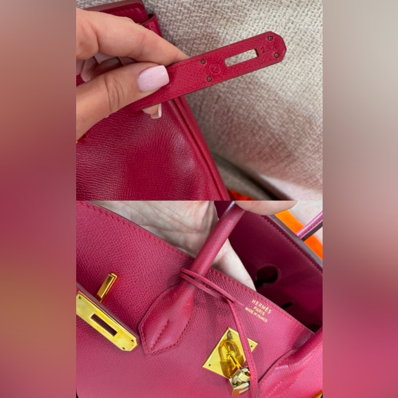 Authentic HERMES birkin 35 courchevel leather vermillion red satchel - Picture 10 of 16